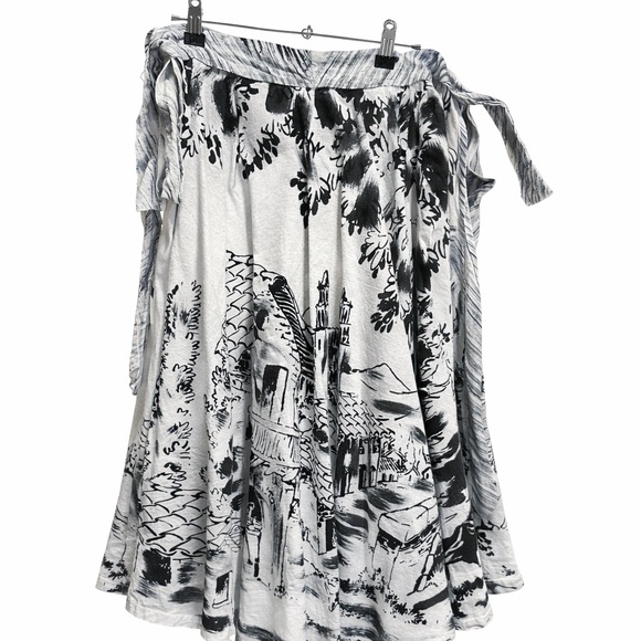 Vintage Mexico Scene Black and White Printed Skirt - Picture 3 of 4